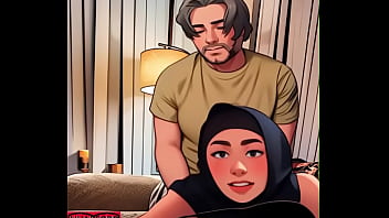 Gadis Anime Berhijab Arab Ditusuk Dari Belakang Sambil Menghadap Kamera