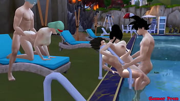 Susu Ibu Dan Istri Epi 4: Pesta Ranjang Di Kolam, Bulma Dan Chichi Istri Cantik Berbagi Anak Dan Mengadakan Orgy, Mereka Ditembak Dari Belakang Seperti Anjing Betina Hentai