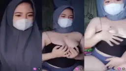 Abg Jilbab Masker, Remes Tetek Sampe Muncrat.